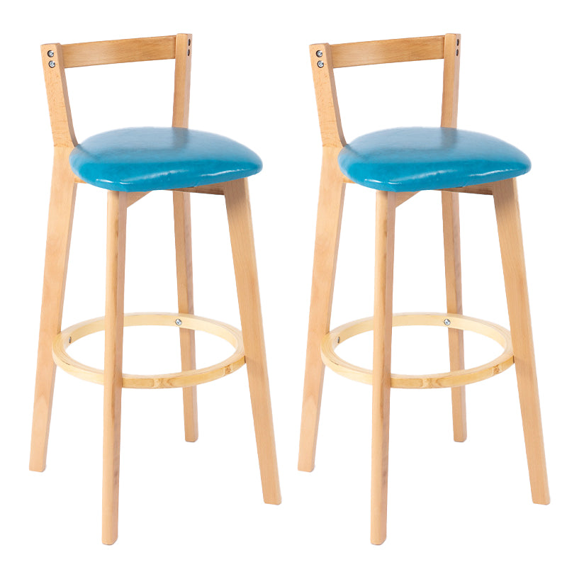 Nordic Armless Backrest Counter Stool Wood Cashier Bar Stool with Cushion and Pedal