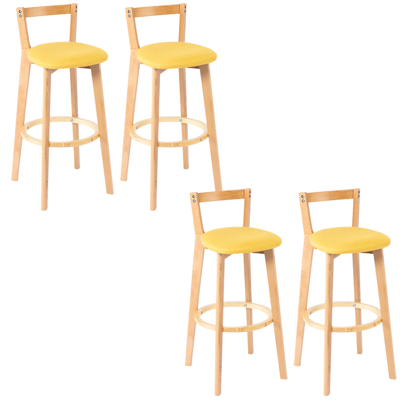 Nordic Armless Backrest Counter Stool Wood Cashier Bar Stool with Cushion and Pedal