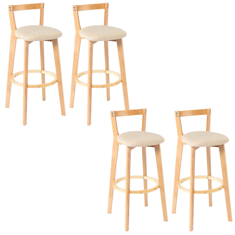 Nordic Armless Backrest Counter Stool Wood Cashier Bar Stool with Cushion and Pedal