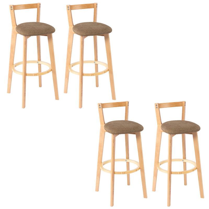 Nordic Armless Backrest Counter Stool Wood Cashier Bar Stool with Cushion and Pedal