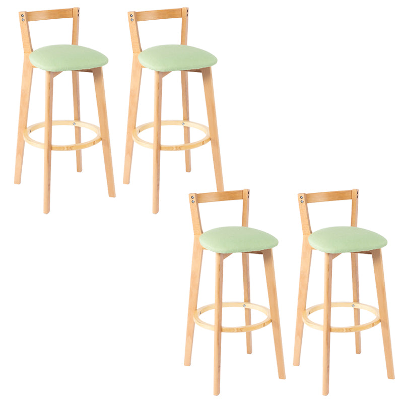 Nordic Armless Backrest Counter Stool Wood Cashier Bar Stool with Cushion and Pedal