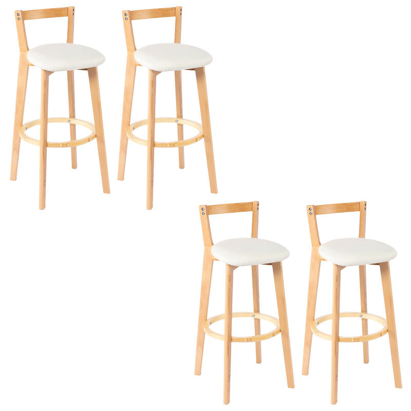 Nordic Armless Backrest Counter Stool Wood Cashier Bar Stool with Cushion and Pedal