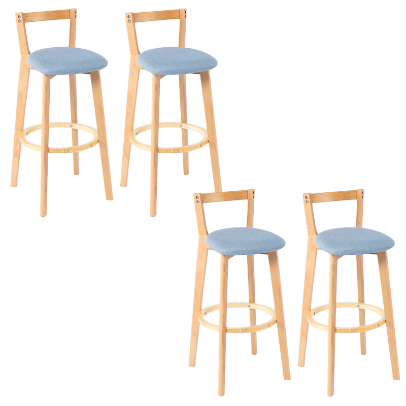 Nordic Armless Backrest Counter Stool Wood Cashier Bar Stool with Cushion and Pedal