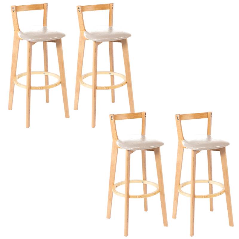 Nordic Armless Backrest Counter Stool Wood Cashier Bar Stool with Cushion and Pedal