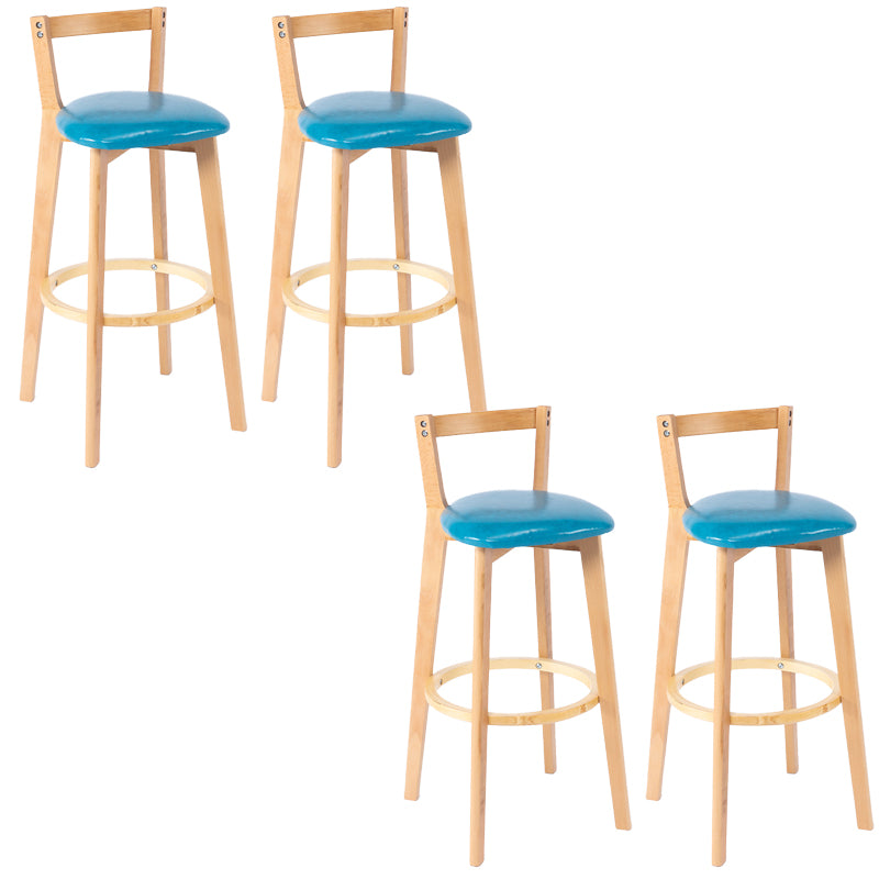 Nordic Armless Backrest Counter Stool Wood Cashier Bar Stool with Cushion and Pedal