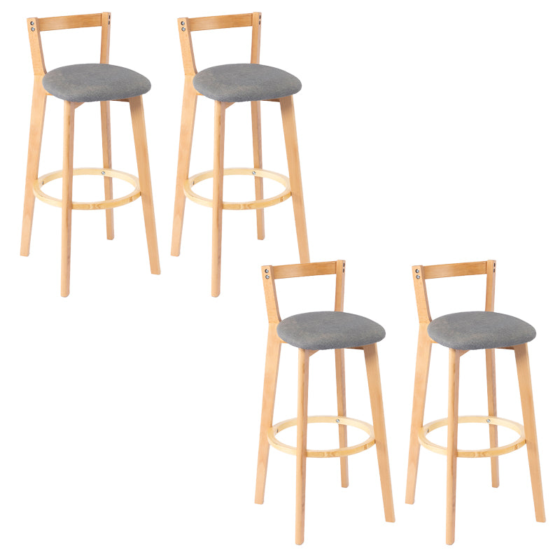 Nordic Armless Backrest Counter Stool Wood Cashier Bar Stool with Cushion and Pedal