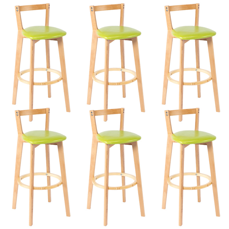 Nordic Armless Backrest Counter Stool Wood Cashier Bar Stool with Cushion and Pedal