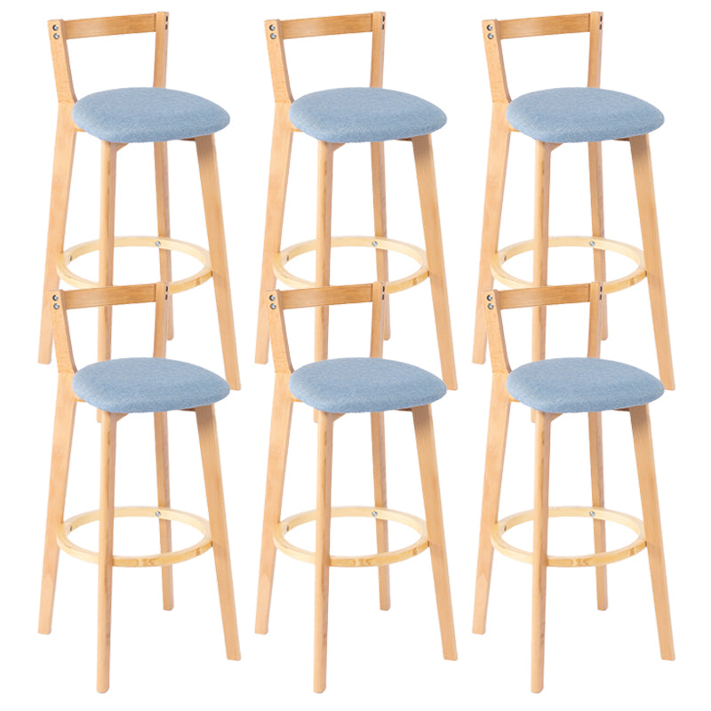 Nordic Armless Backrest Counter Stool Wood Cashier Bar Stool with Cushion and Pedal