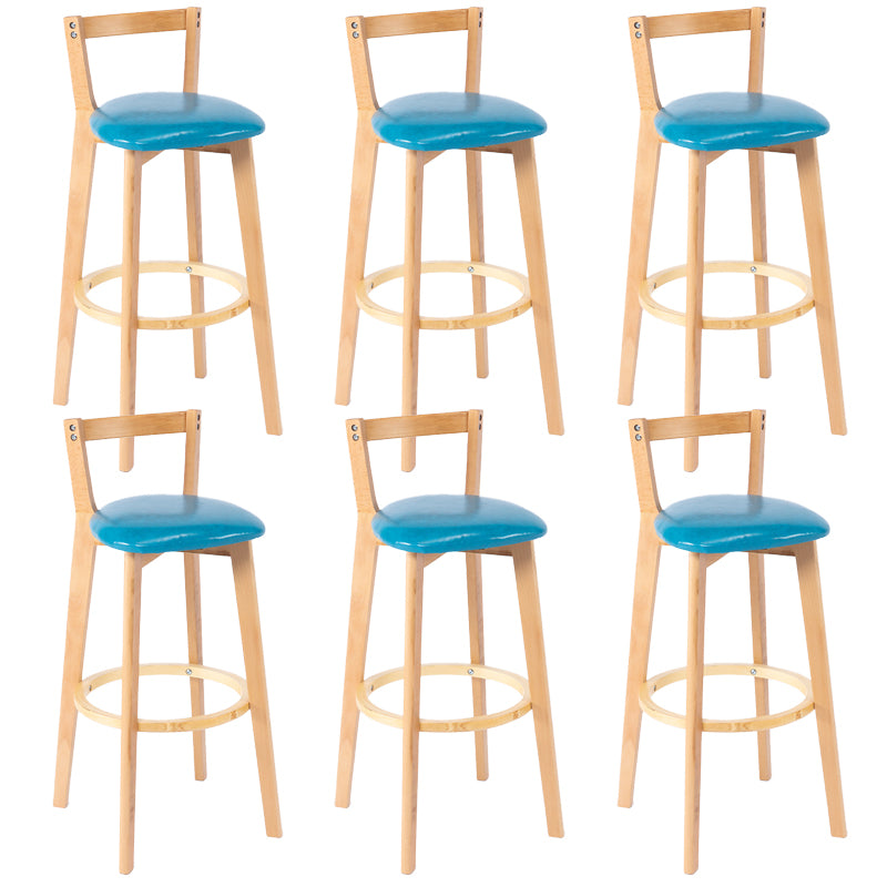 Nordic Armless Backrest Counter Stool Wood Cashier Bar Stool with Cushion and Pedal