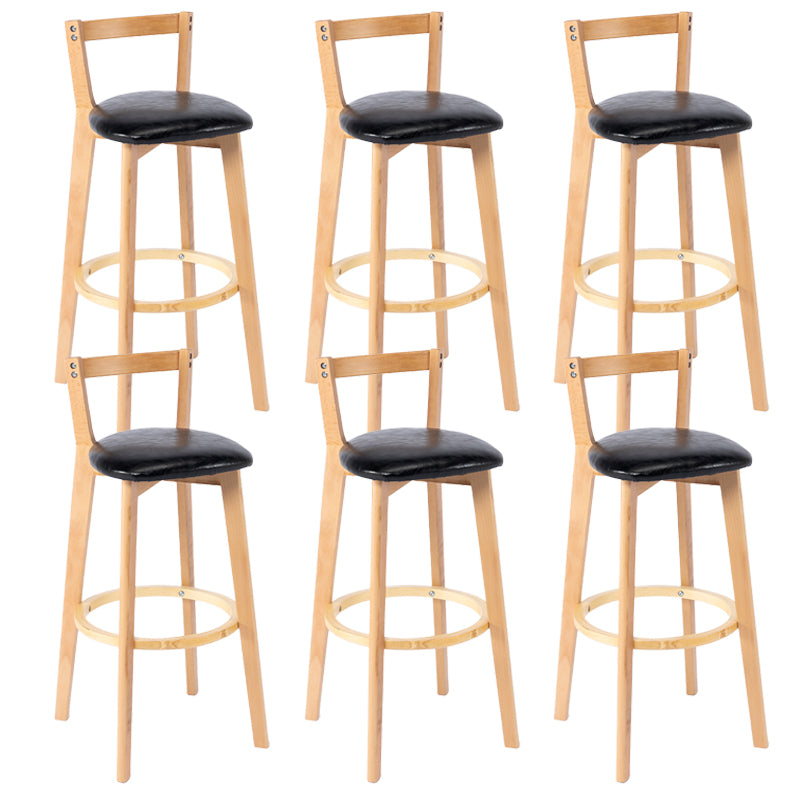 Nordic Armless Backrest Counter Stool Wood Cashier Bar Stool with Cushion and Pedal