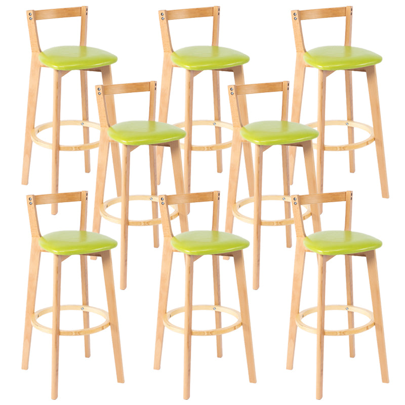 Nordic Armless Backrest Counter Stool Wood Cashier Bar Stool with Cushion and Pedal