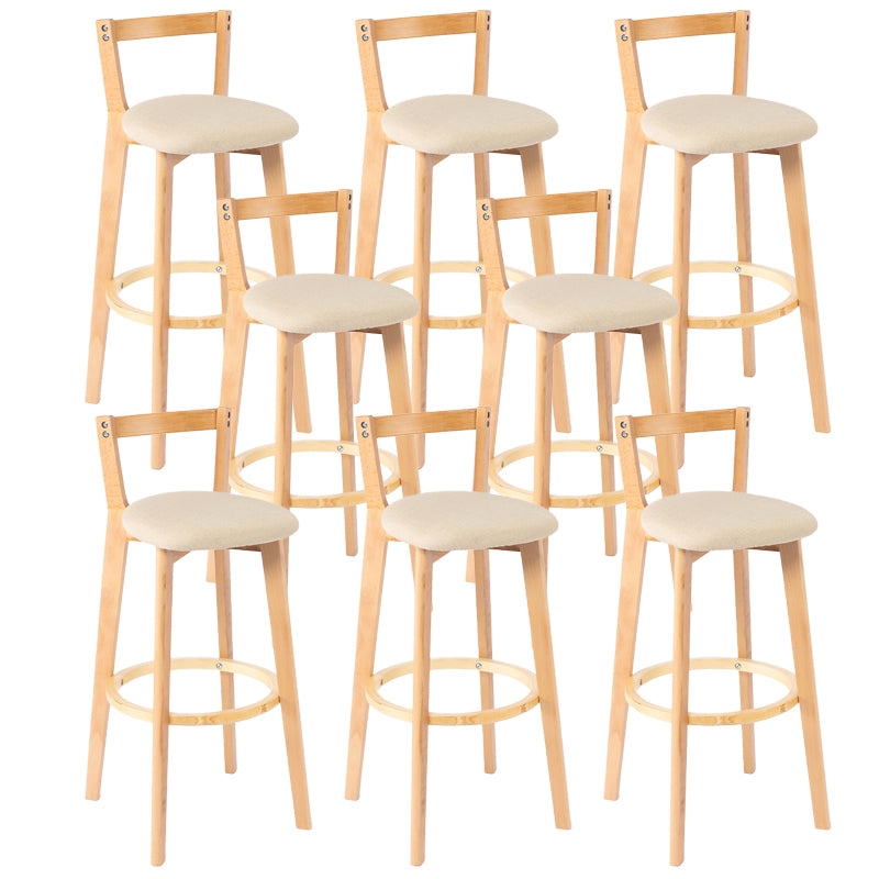 Nordic Armless Backrest Counter Stool Wood Cashier Bar Stool with Cushion and Pedal