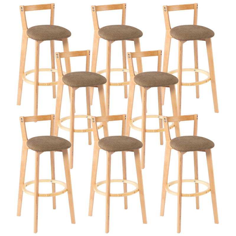 Nordic Armless Backrest Counter Stool Wood Cashier Bar Stool with Cushion and Pedal