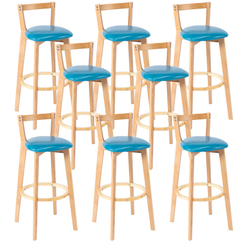 Nordic Armless Backrest Counter Stool Wood Cashier Bar Stool with Cushion and Pedal