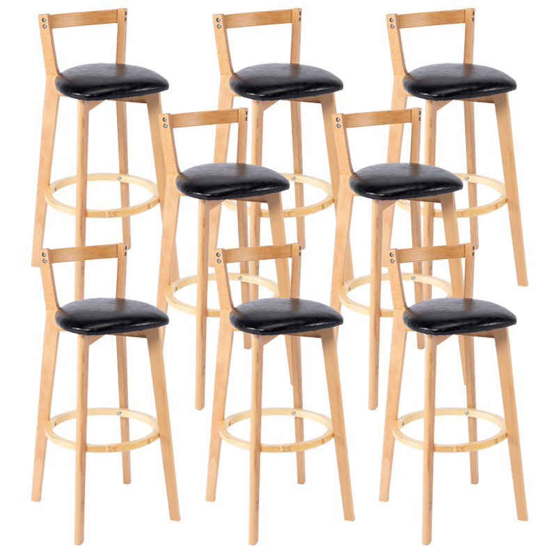 Nordic Armless Backrest Counter Stool Wood Cashier Bar Stool with Cushion and Pedal