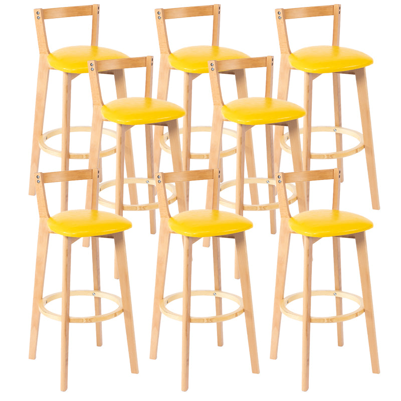 Nordic Armless Backrest Counter Stool Wood Cashier Bar Stool with Cushion and Pedal