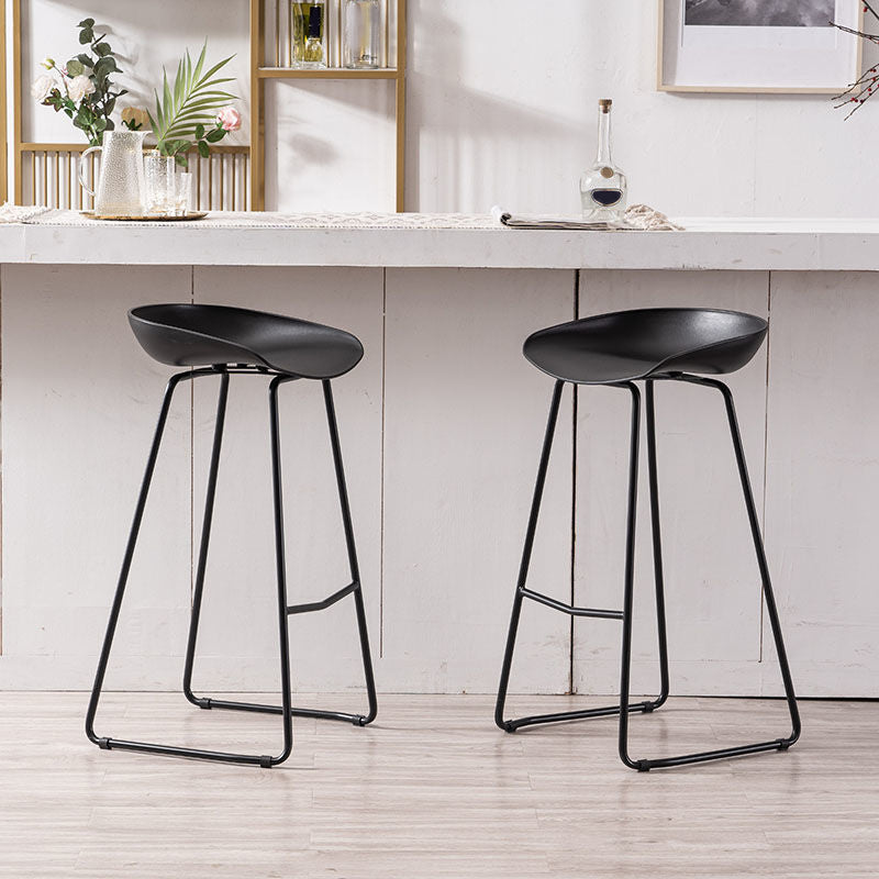 Modern Backrest Counter Stool Iron Cashier Bar Stool with Plastic Seat