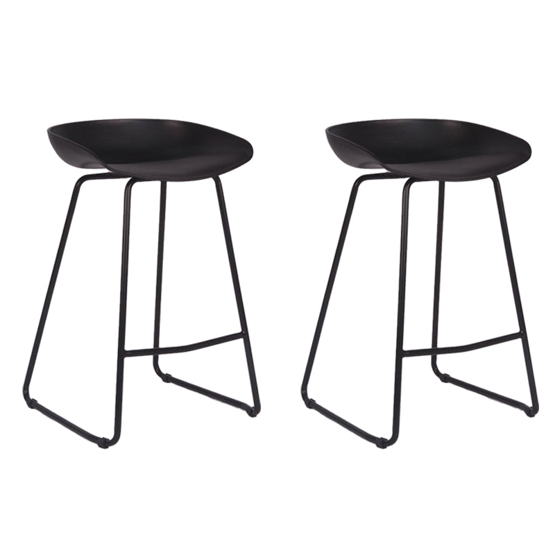 Modern Backrest Counter Stool Iron Cashier Bar Stool with Plastic Seat