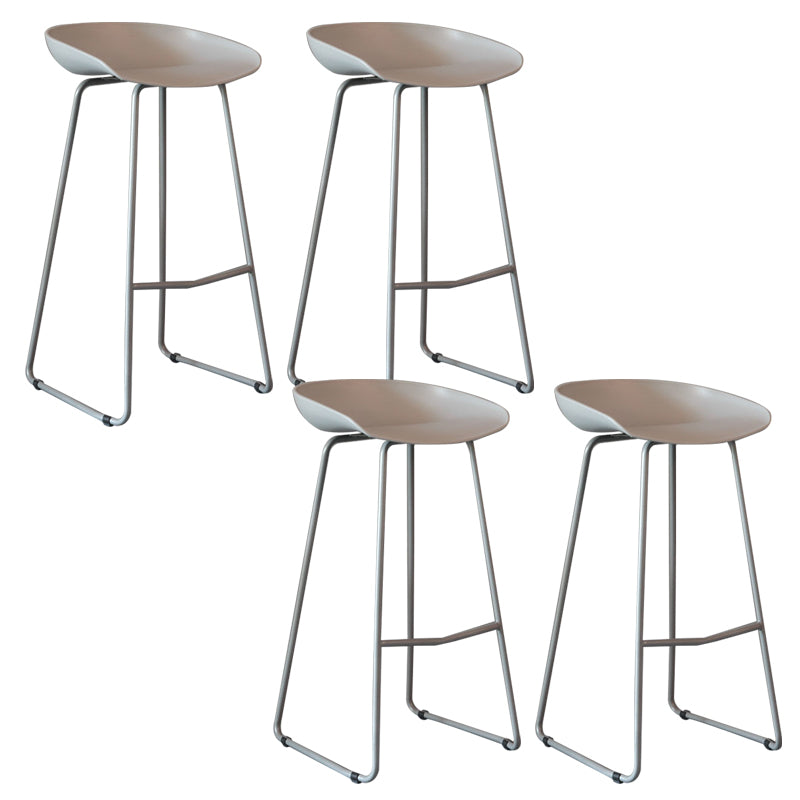 Modern Backrest Counter Stool Iron Cashier Bar Stool with Plastic Seat
