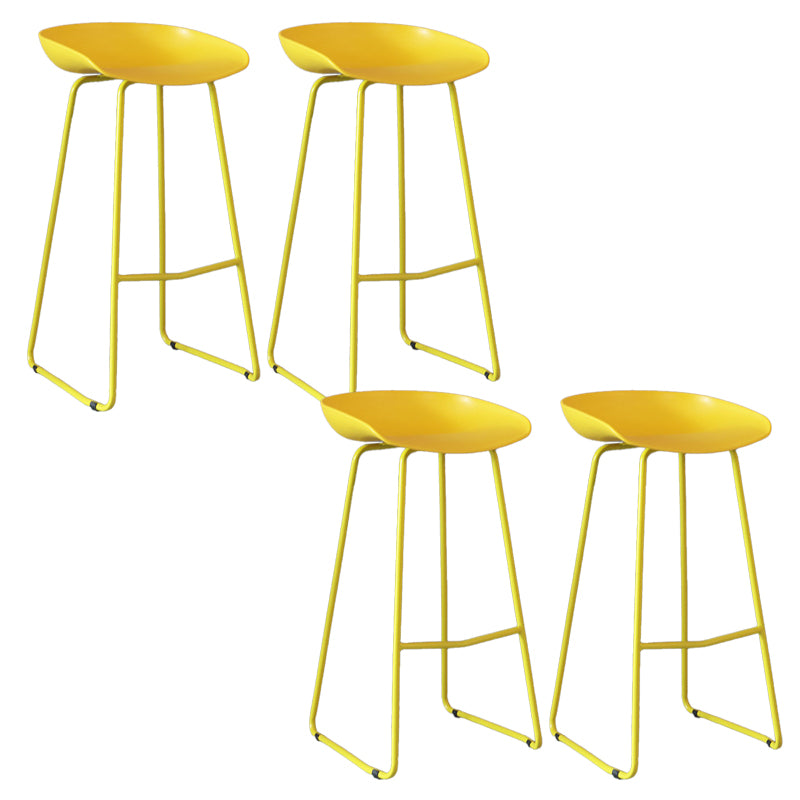 Modern Backrest Counter Stool Iron Cashier Bar Stool with Plastic Seat