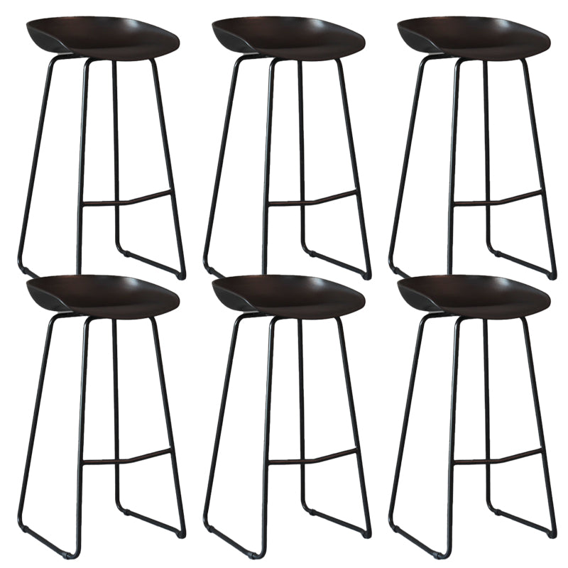 Modern Backrest Counter Stool Iron Cashier Bar Stool with Plastic Seat