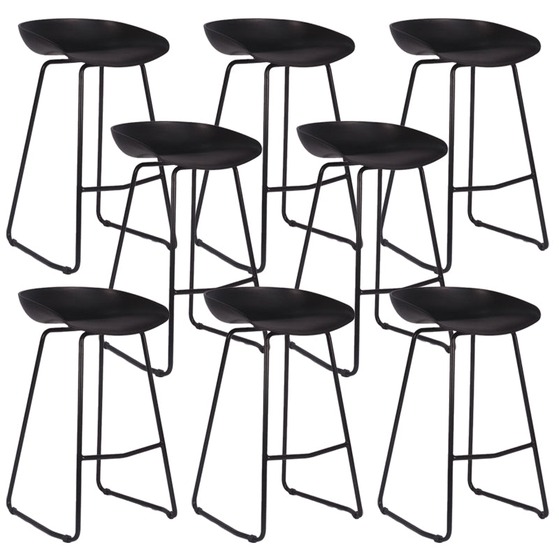 Modern Backrest Counter Stool Iron Cashier Bar Stool with Plastic Seat