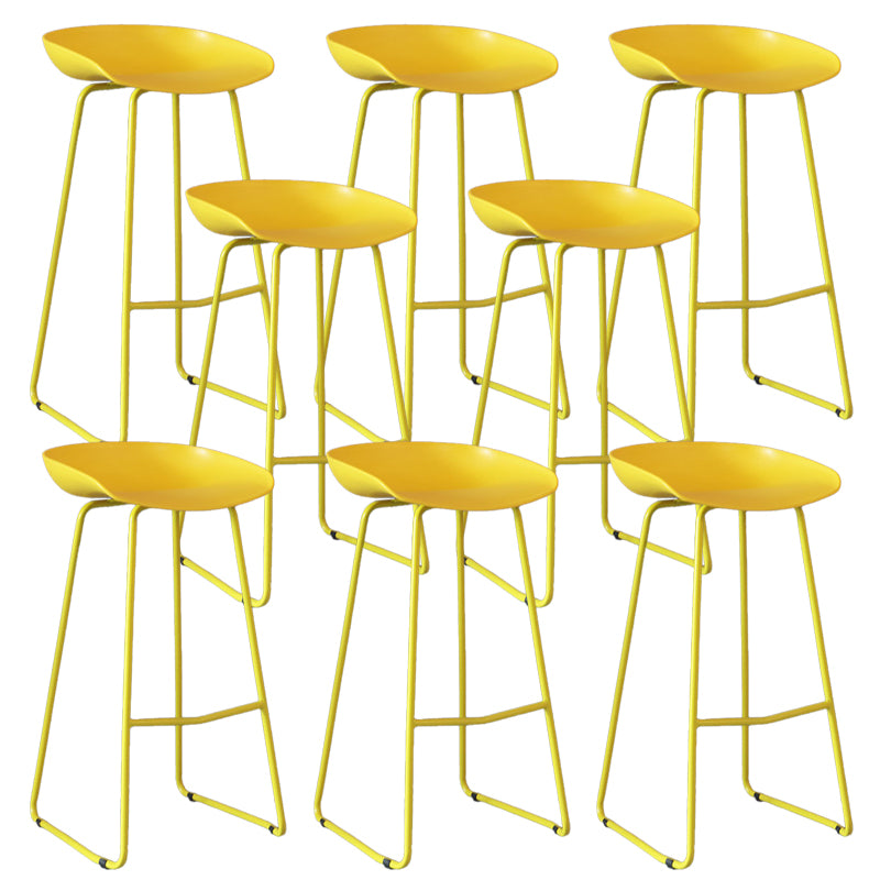 Modern Backrest Counter Stool Iron Cashier Bar Stool with Plastic Seat