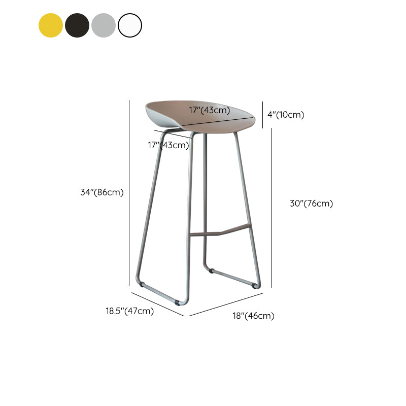 Modern Backrest Counter Stool Iron Cashier Bar Stool with Plastic Seat