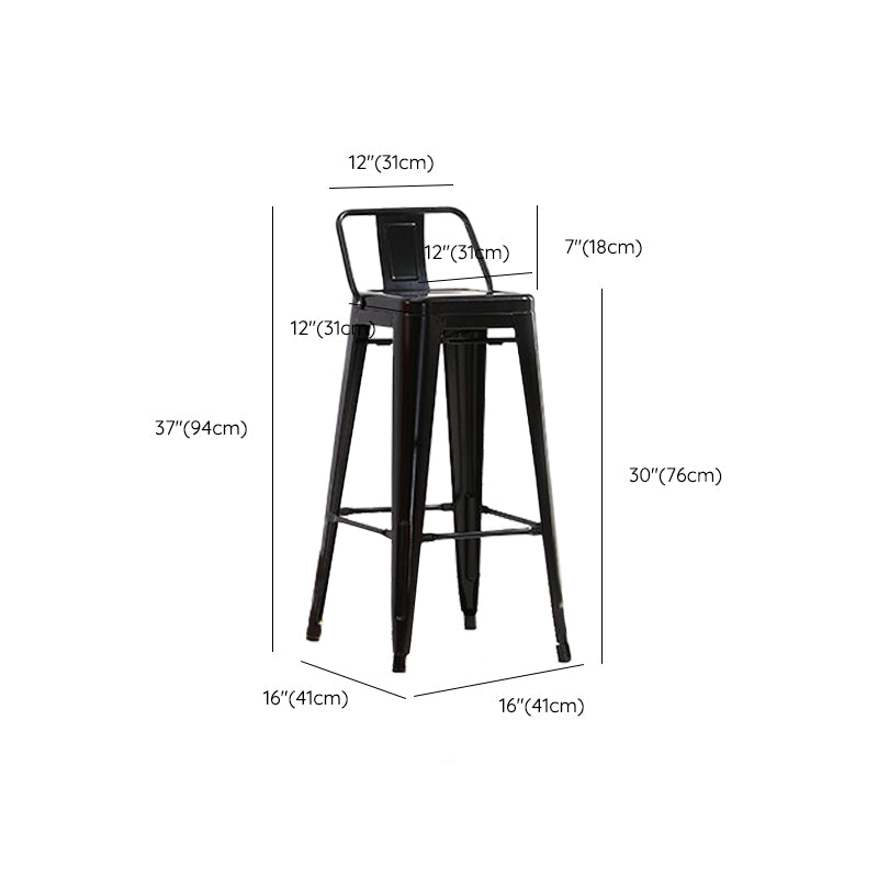 Industrial Low Back Counter Stool Metal Counter Height Stools for Kitchen