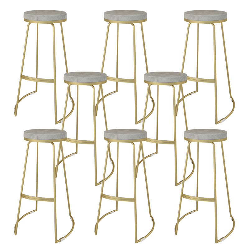 Nordic Style Bar-stool Round Seat Counter Bar Stool with Metal Legs for Home