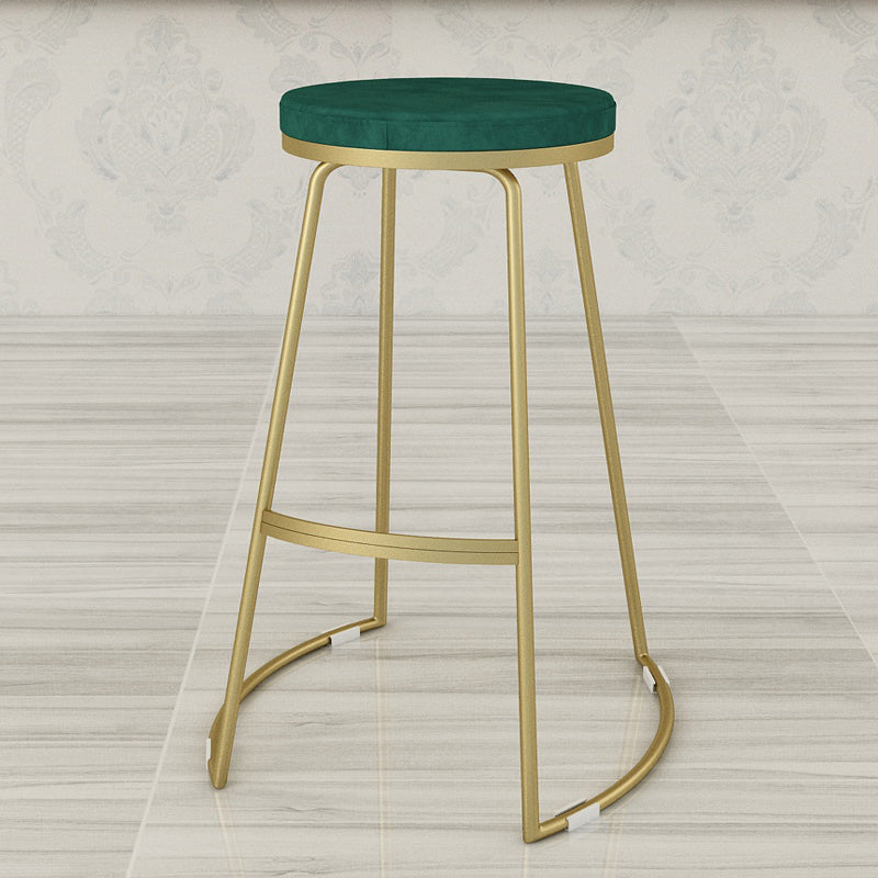 Nordic Style Bar-stool Round Seat Counter Bar Stool with Metal Legs for Home