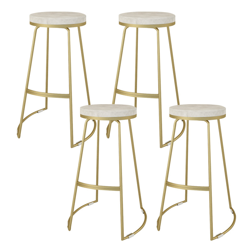 Nordic Style Bar-stool Round Seat Counter Bar Stool with Metal Legs for Home