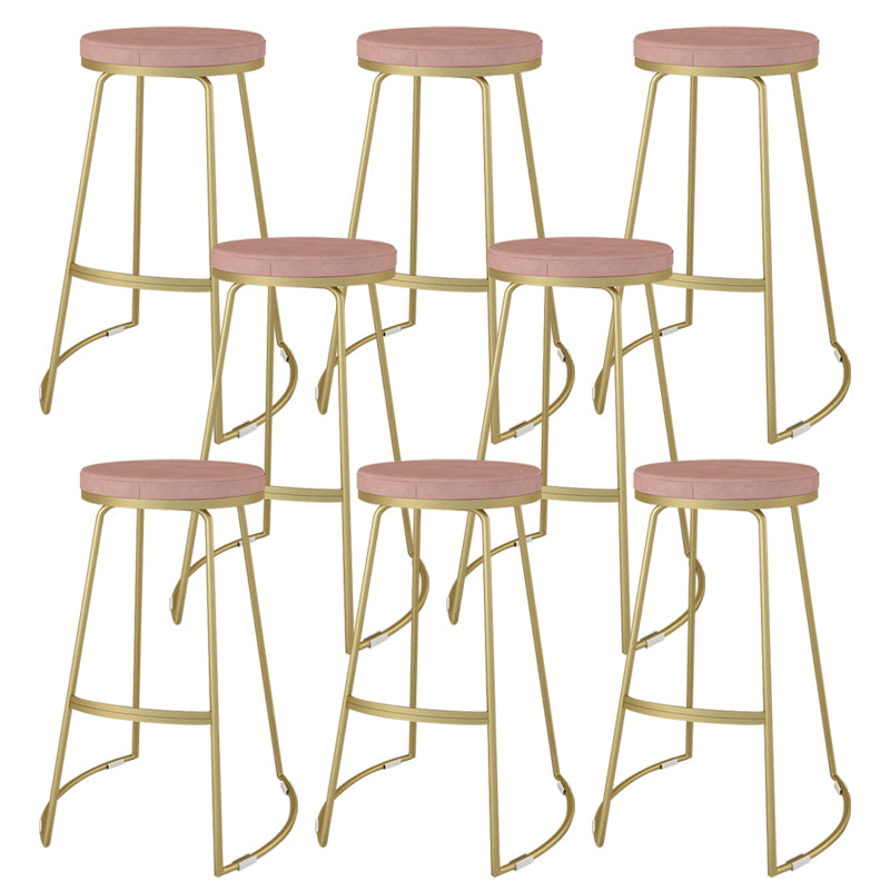 Nordic Style Bar-stool Round Seat Counter Bar Stool with Metal Legs for Home