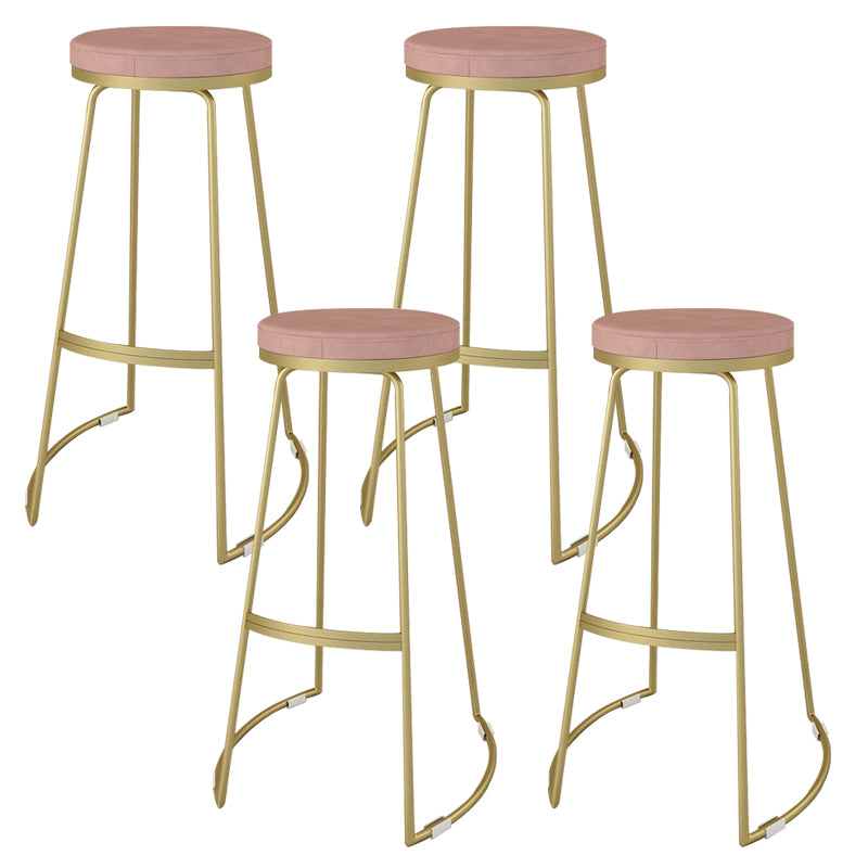 Nordic Style Bar-stool Round Seat Counter Bar Stool with Metal Legs for Home
