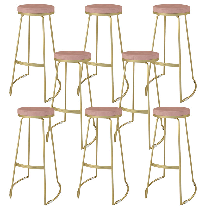 Nordic Style Bar-stool Round Seat Counter Bar Stool with Metal Legs for Home
