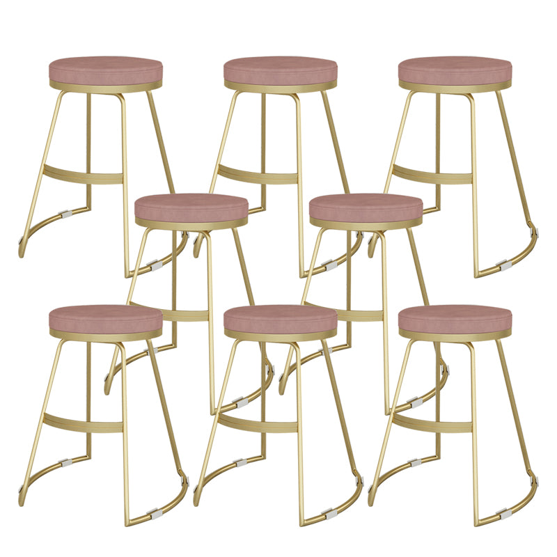 Nordic Style Bar-stool Round Seat Counter Bar Stool with Metal Legs for Home