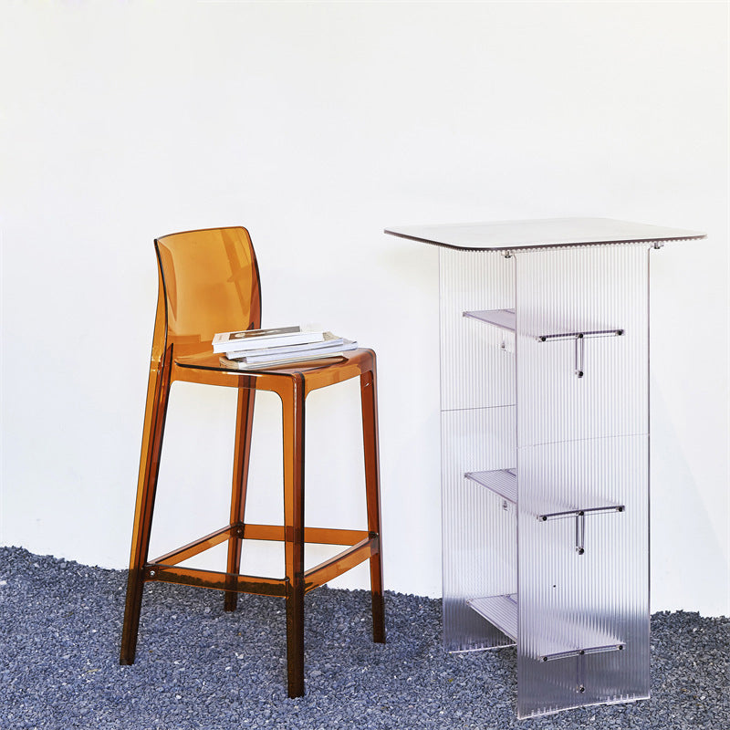 Industrial Plasticr Bar-stool Square Seat Counter Bar Stool with Plastic Legs