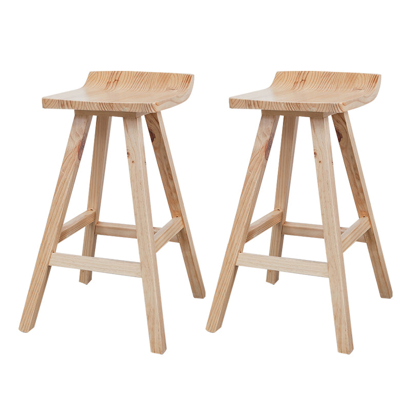 Contemporary Wood Seat Bar Stool Low Back Bar Stool for Home Use