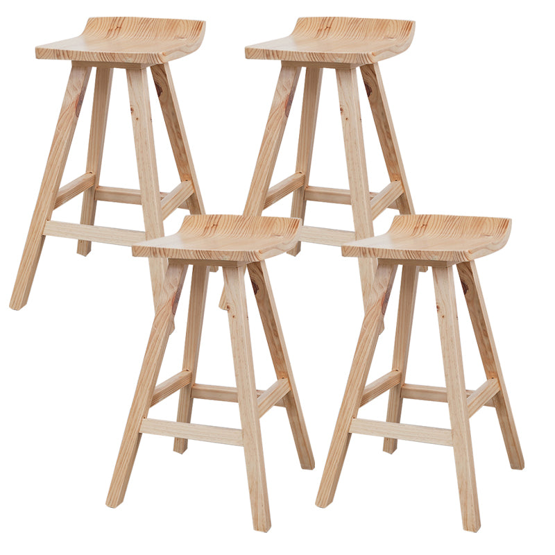 Contemporary Wood Seat Bar Stool Low Back Bar Stool for Home Use