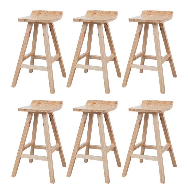 Contemporary Wood Seat Bar Stool Low Back Bar Stool for Home Use