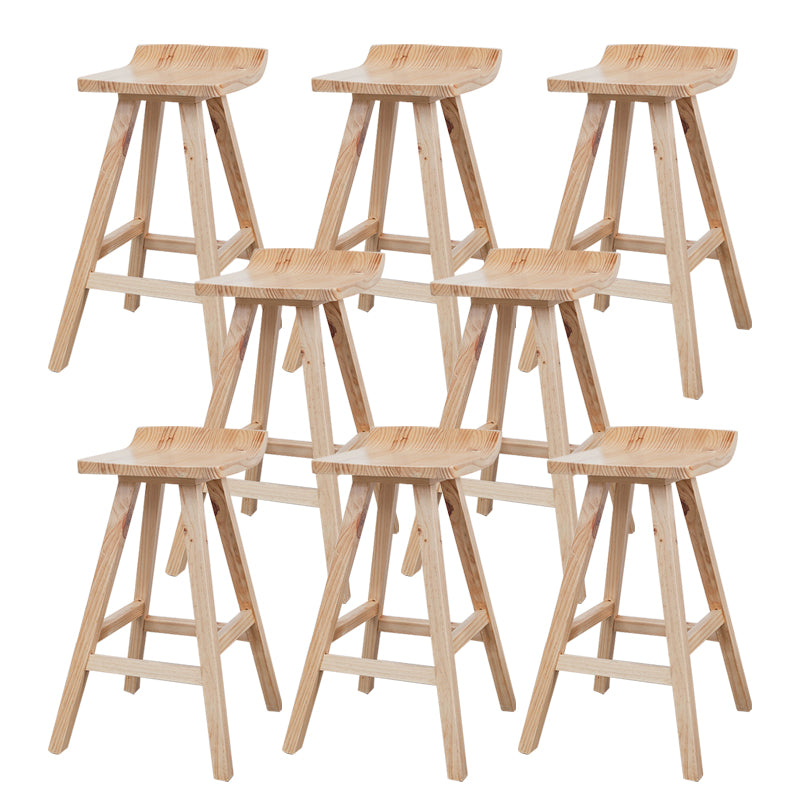 Contemporary Wood Seat Bar Stool Low Back Bar Stool for Home Use