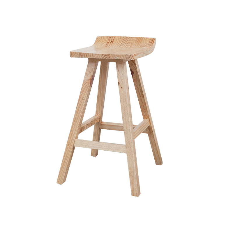 Contemporary Wood Seat Bar Stool Low Back Bar Stool for Home Use