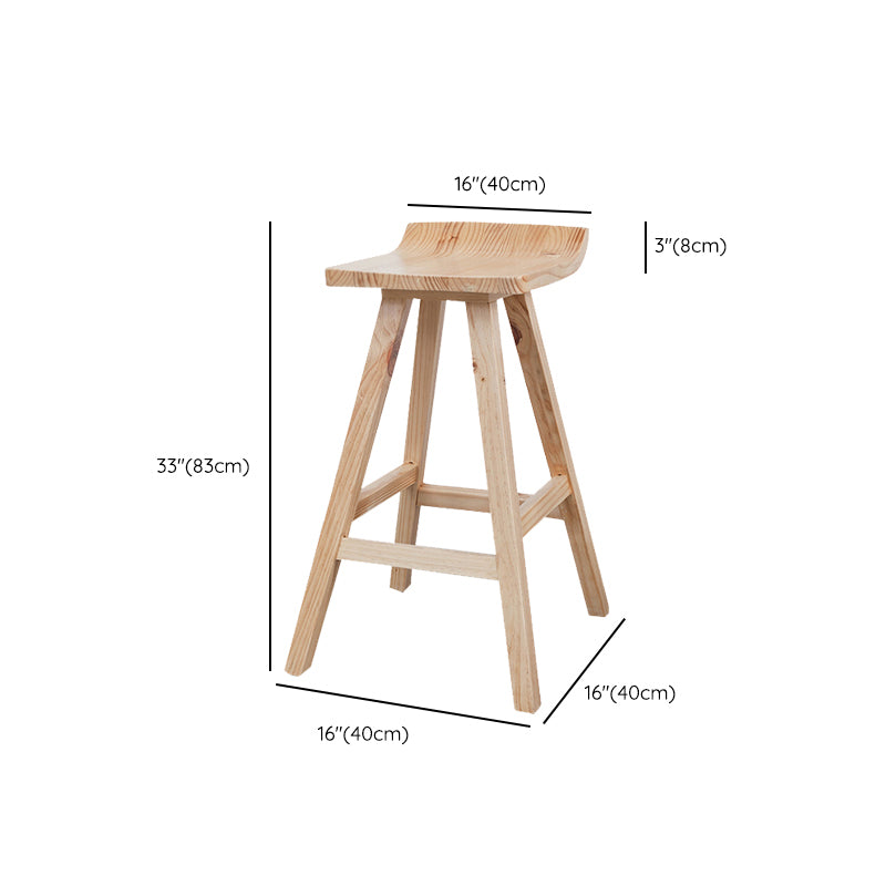Contemporary Wood Seat Bar Stool Low Back Bar Stool for Home Use