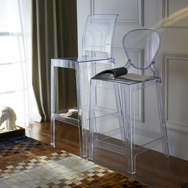 Industrial Style Plasticr Bar-stool Square Seat Counter Bar Stool with Plastic Legs