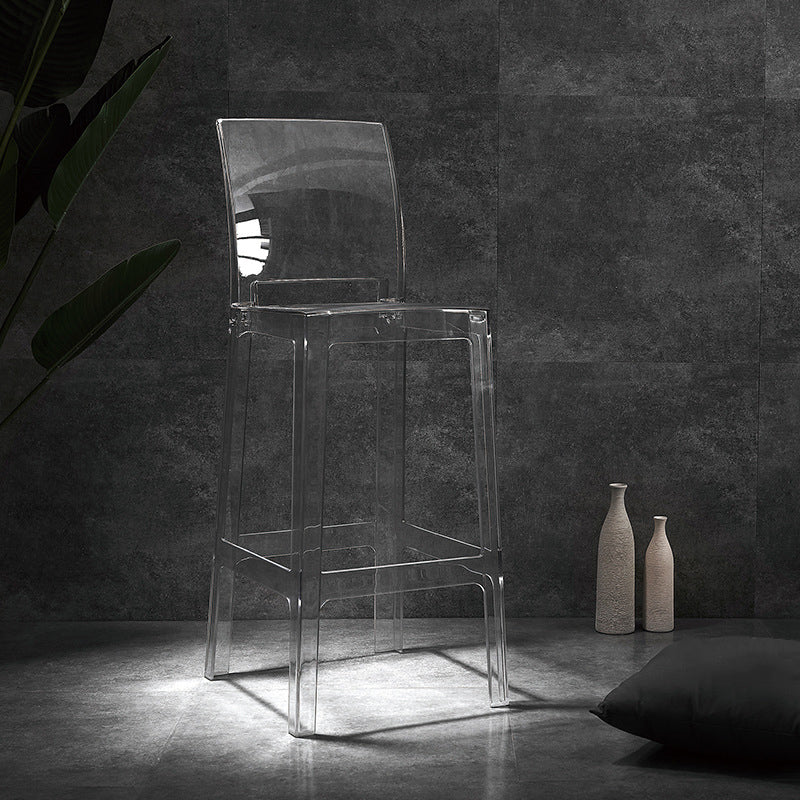 Industrial Style Plasticr Bar-stool Square Seat Counter Bar Stool with Plastic Legs