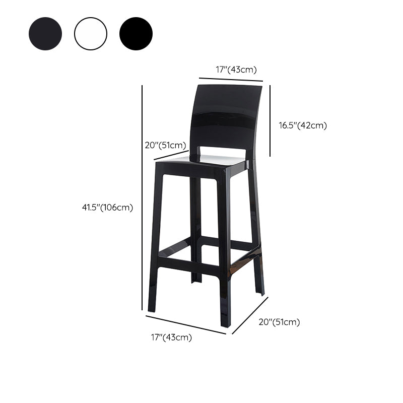 Industrial Style Plasticr Bar-stool Square Seat Counter Bar Stool with Plastic Legs