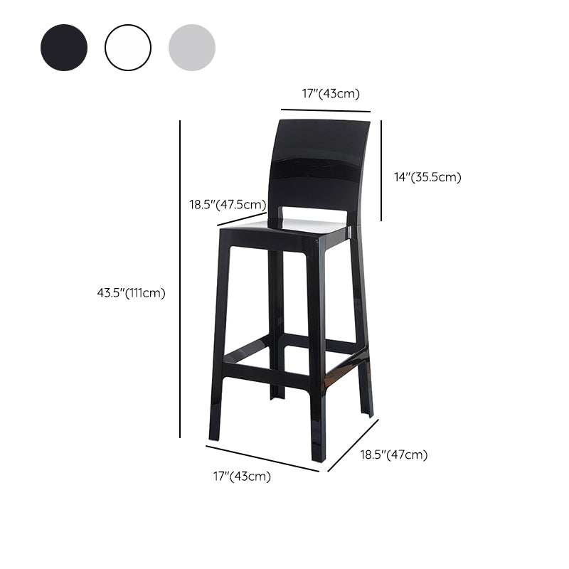 Industrial Style Plasticr Bar-stool Square Seat Counter Bar Stool with Plastic Legs