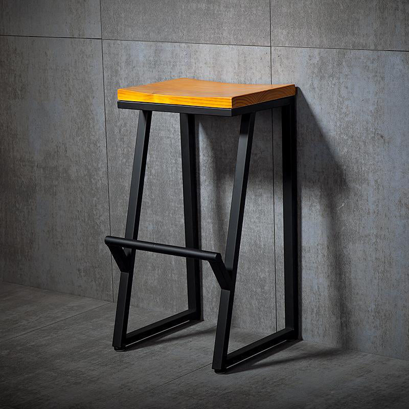 Contemporary Wood Counter Stools Metal Bar Stool for Home Use