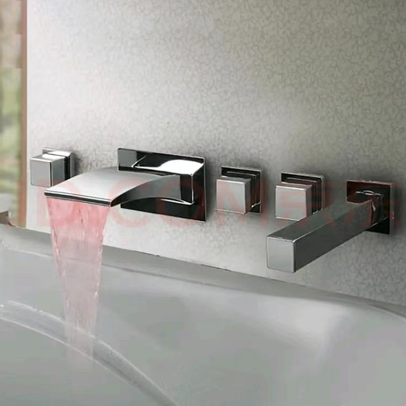 2 Handle Widespread Faucet 3-Hole Widespread Wall Mounted Bathroom Sink Faucet