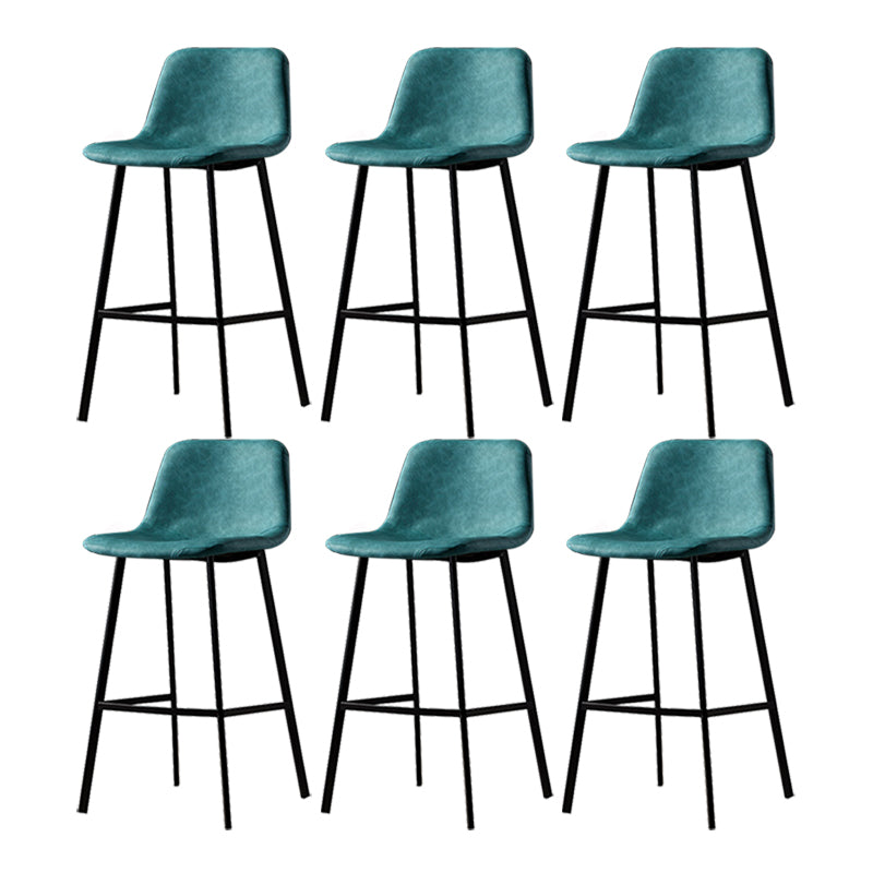 Industrial Metal Barstool Leather Low Back Stool with Cushion